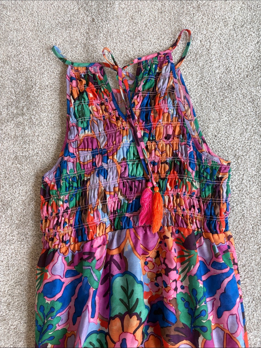 THML Multicolor Floral Party Dress - Vibrant Green & Purple - Picture 4 of 4